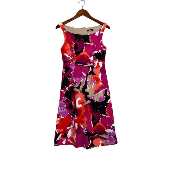 Trina Turk Robles Watercolor Art Sleeveless Halter Style Mini Dress 2 Pink Black - Picture 15 of 15